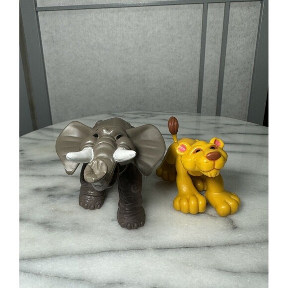 Vintage 1995 Fisher Price F-P Lion And Elephant Animal Poseable Figures - Picture 2 of 10